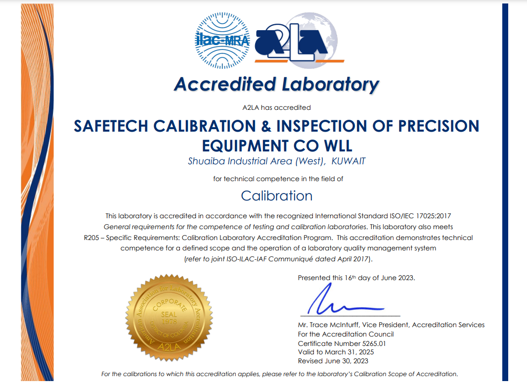 ISO 17025 certificate